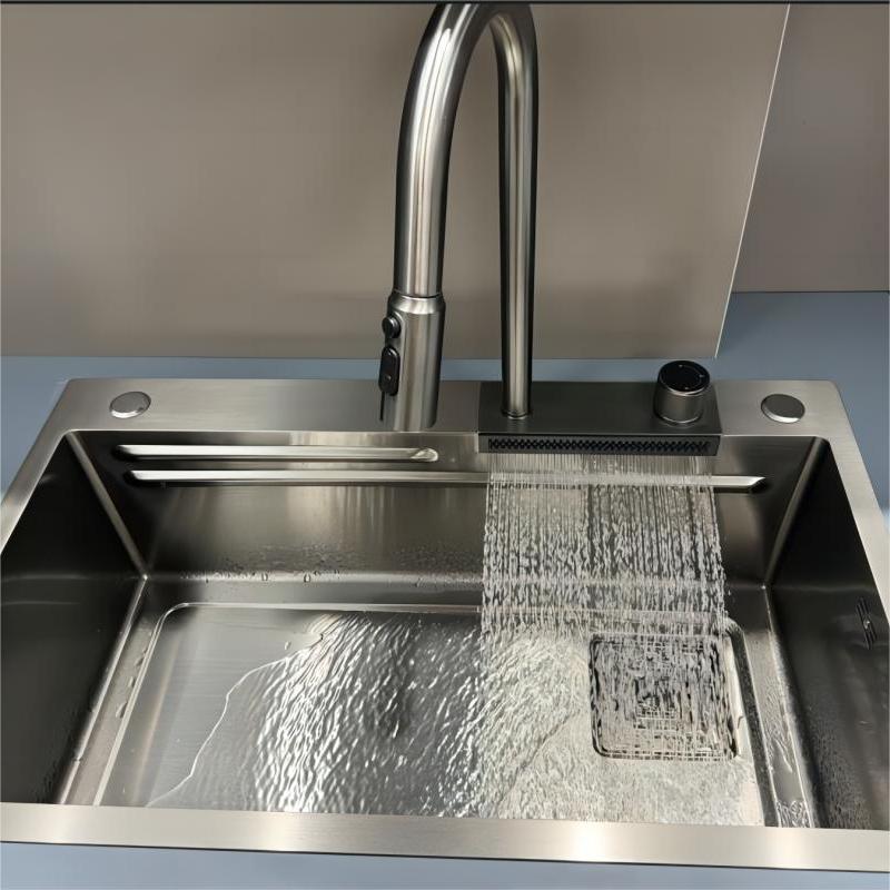 Multi-Functional Brushed Stainless Steel Waterfall Kitchen Sink